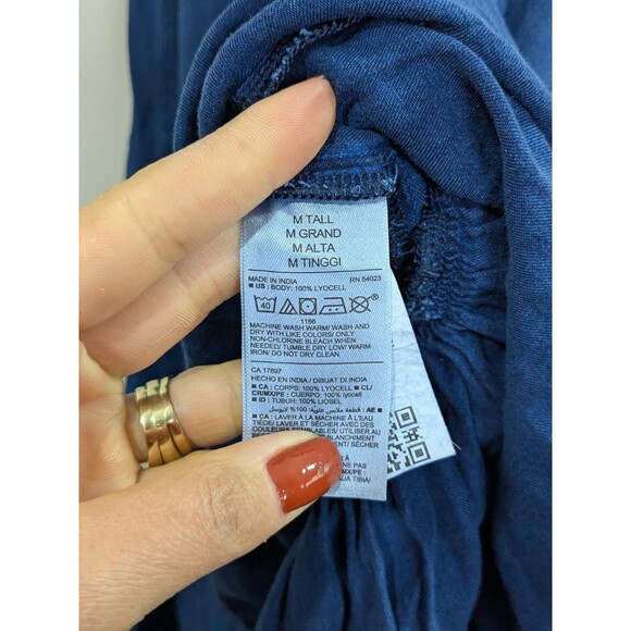 Old Navy Womens Smocked Bodice Maxi Dress Tiered Denim Lyocell Medium Tall - Picture 7 of 7